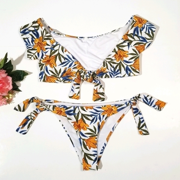 CABANA DEL SOL Tie Off Shoulder Floral Bikini Set - Picture 5 of 14
